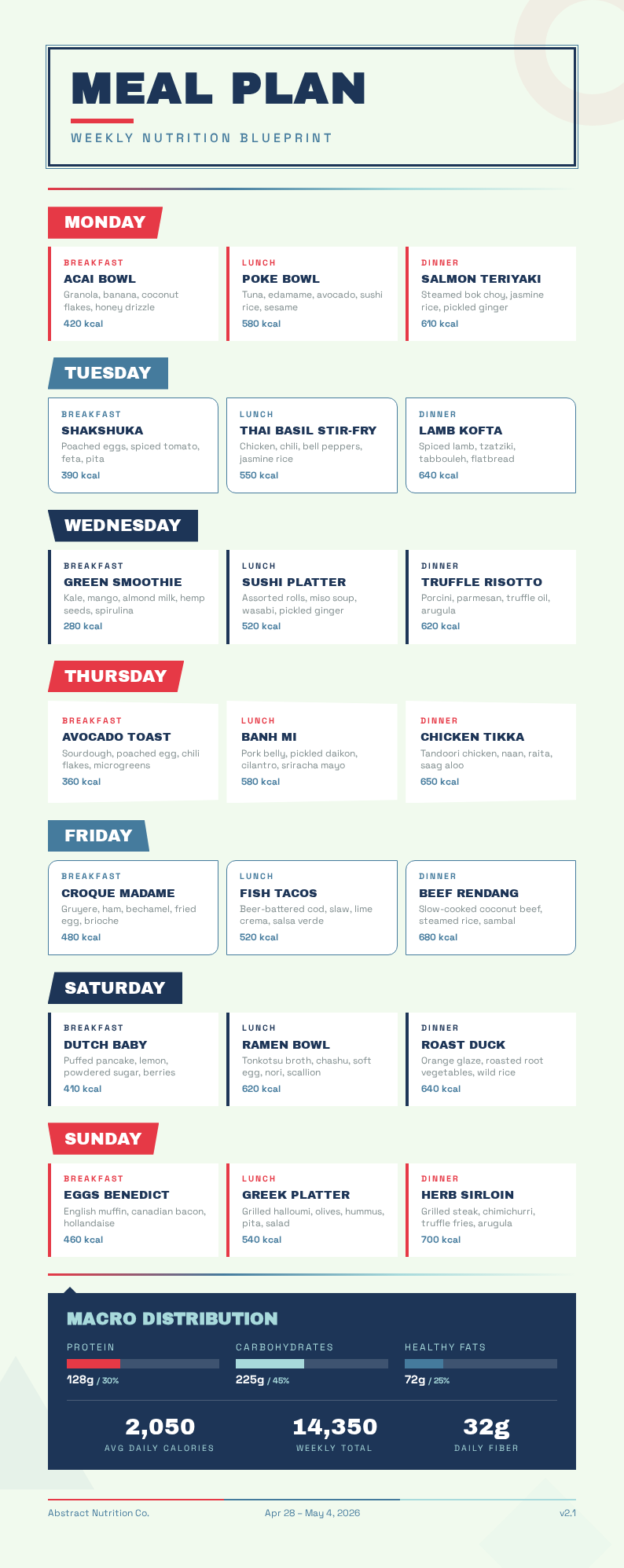Abstract geometric meal plan